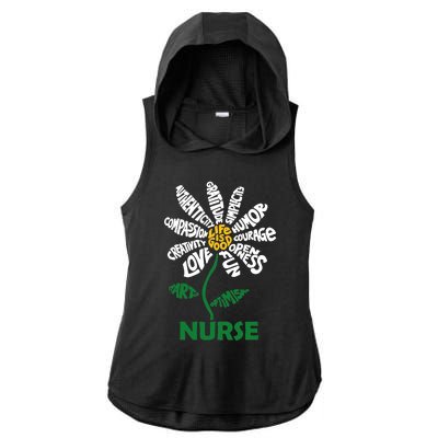 Life Is Good Nurse Flower The Art Of Optimism Ladies PosiCharge Tri-Blend Wicking Draft Hoodie Tank