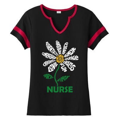 Life Is Good Nurse Flower The Art Of Optimism Ladies Halftime Notch Neck Tee