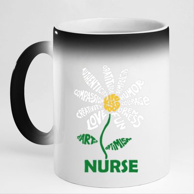 Life Is Good Nurse Flower The Art Of Optimism 11oz Black Color Changing Mug