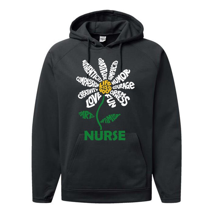 Life Is Good Nurse Flower The Art Of Optimism Performance Fleece Hoodie