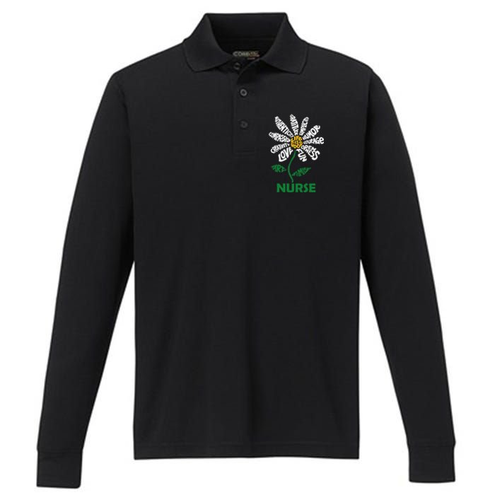 Life Is Good Nurse Flower The Art Of Optimism Performance Long Sleeve Polo