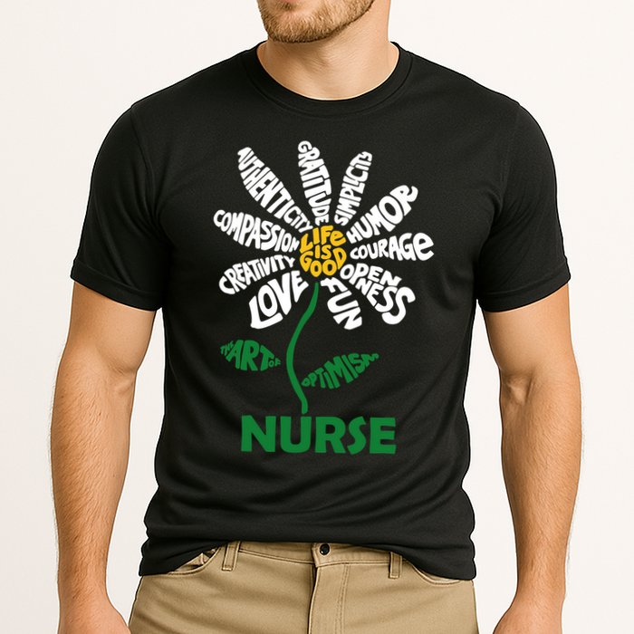Life Is Good Nurse Flower The Art Of Optimism Cooling Performance Crew T-Shirt