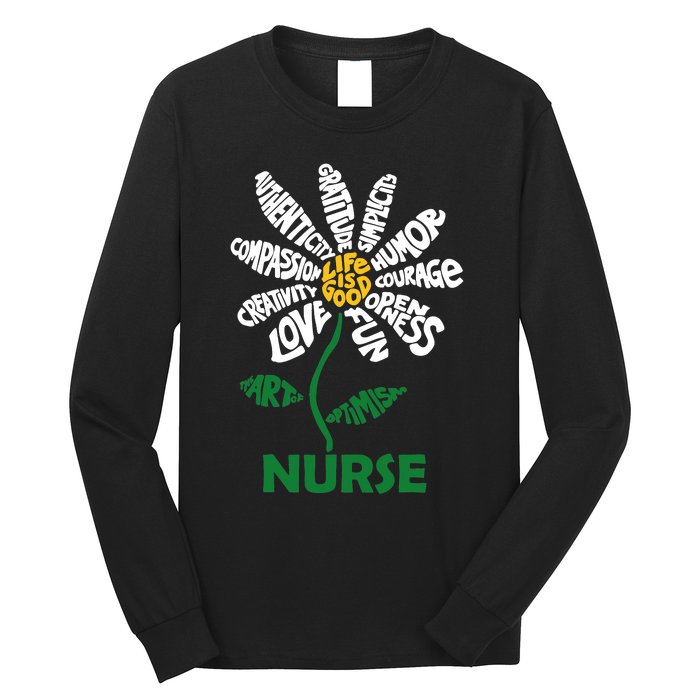 Life Is Good Nurse Flower The Art Of Optimism Long Sleeve Shirt