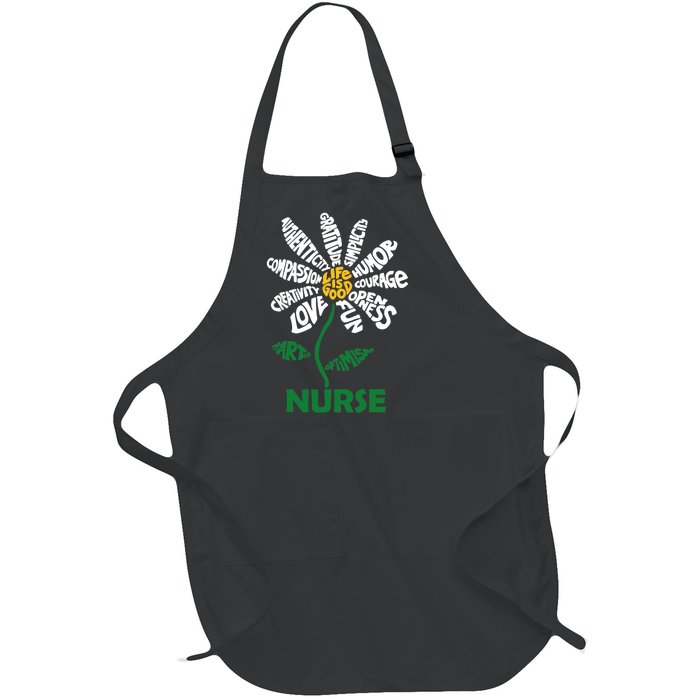 Life Is Good Nurse Flower The Art Of Optimism Full-Length Apron With Pockets