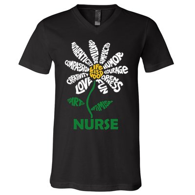 Life Is Good Nurse Flower The Art Of Optimism V-Neck T-Shirt