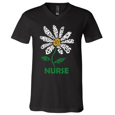 Life Is Good Nurse Flower The Art Of Optimism V-Neck T-Shirt