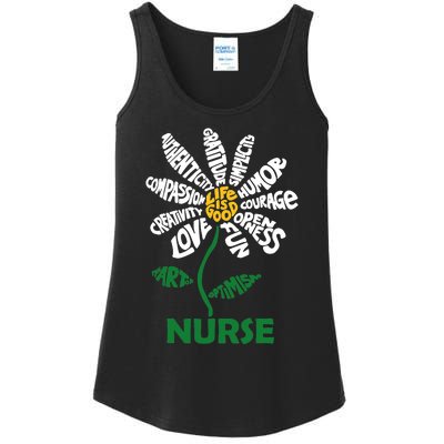 Life Is Good Nurse Flower The Art Of Optimism Ladies Essential Tank