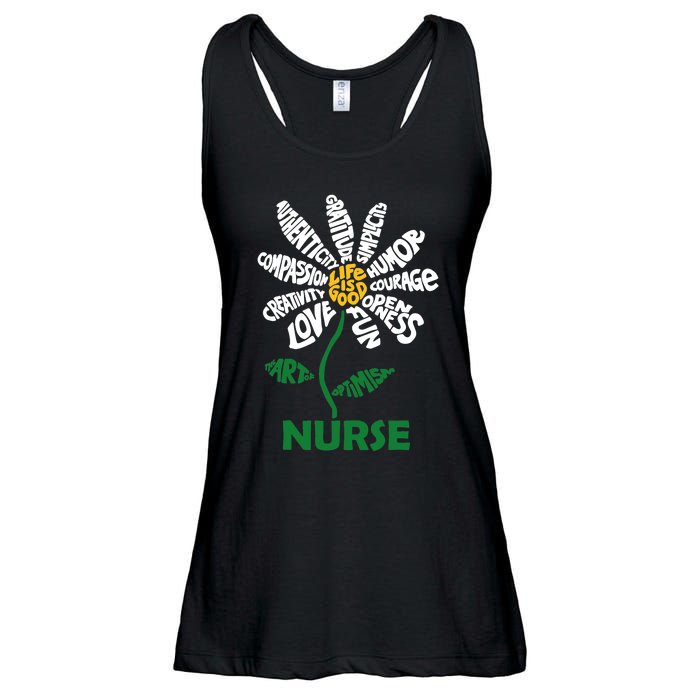 Life Is Good Nurse Flower The Art Of Optimism Ladies Essential Flowy Tank