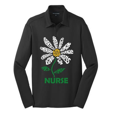 Life Is Good Nurse Flower The Art Of Optimism Silk Touch Performance Long Sleeve Polo