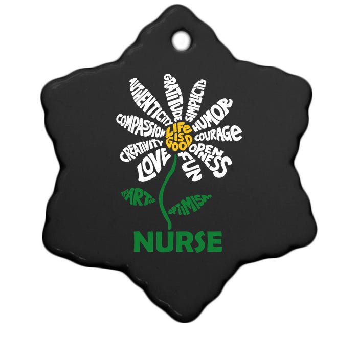 Life Is Good Nurse Flower The Art Of Optimism Ceramic Star Ornament