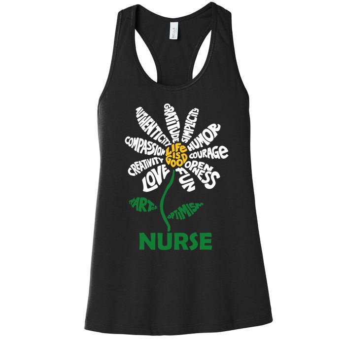 Life Is Good Nurse Flower The Art Of Optimism Women's Racerback Tank