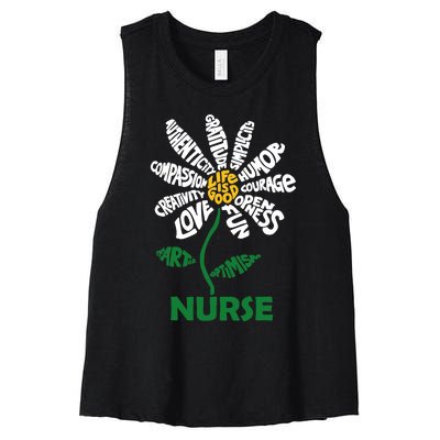 Life Is Good Nurse Flower The Art Of Optimism Women's Racerback Cropped Tank