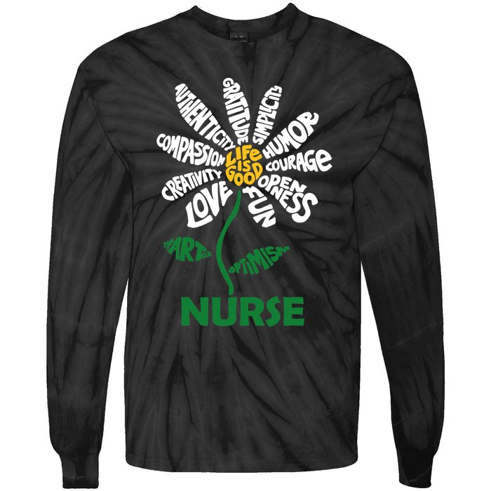 Life Is Good Nurse Flower The Art Of Optimism Tie-Dye Long Sleeve Shirt