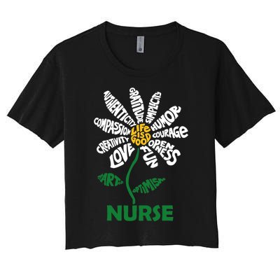 Life Is Good Nurse Flower The Art Of Optimism Women's Crop Top Tee