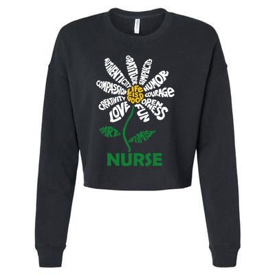 Life Is Good Nurse Flower The Art Of Optimism Cropped Pullover Crew