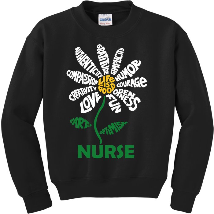 Life Is Good Nurse Flower The Art Of Optimism Kids Sweatshirt