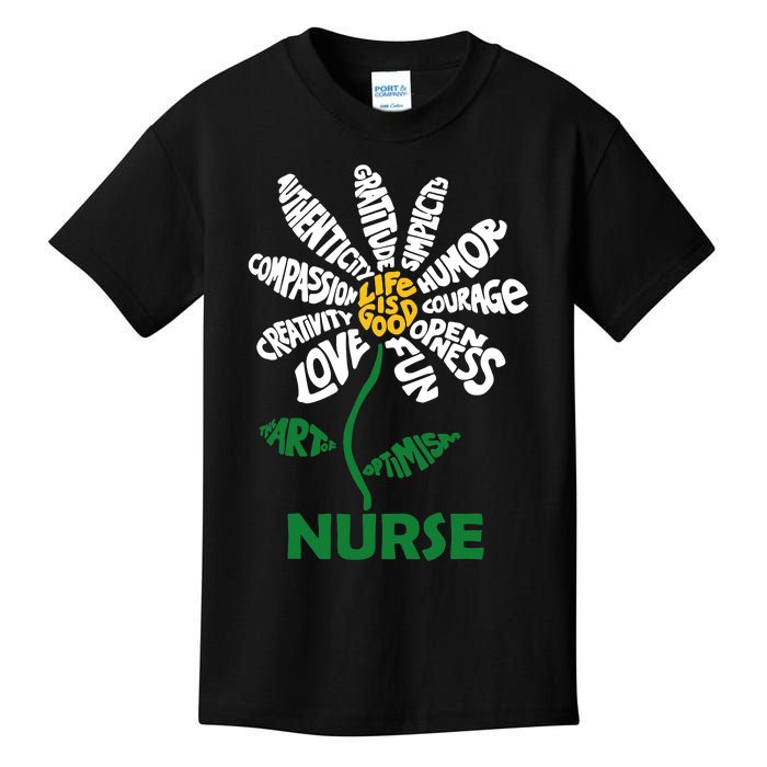 Life Is Good Nurse Flower The Art Of Optimism Kids T-Shirt