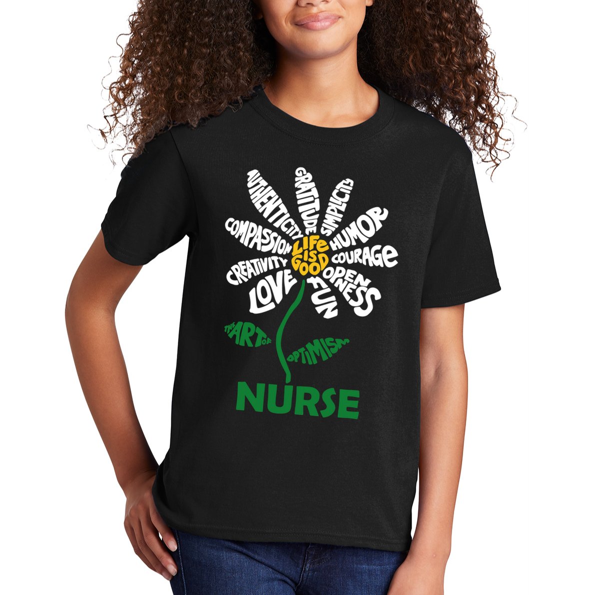 Life Is Good Nurse Flower The Art Of Optimism Kids T-Shirt