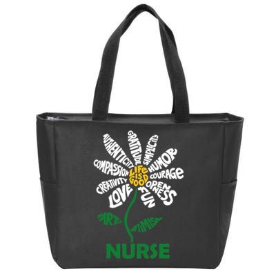 Life Is Good Nurse Flower The Art Of Optimism Zip Tote Bag