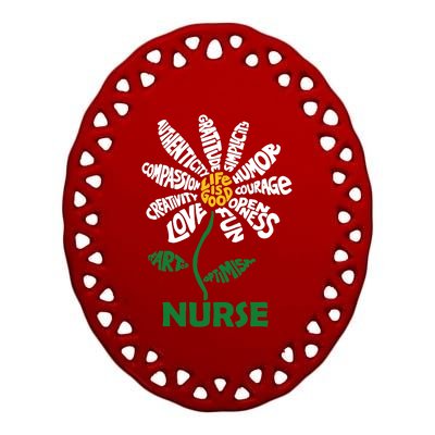 Life Is Good Nurse Flower The Art Of Optimism Ceramic Oval Ornament