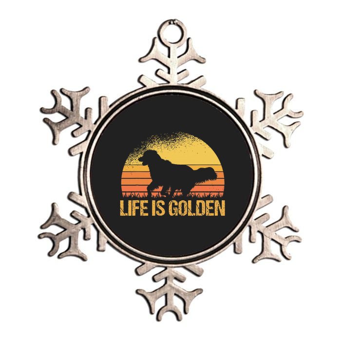 Life Is Golden Dog Golden Retriever Lover - Golden Retriever Metallic Star Ornament