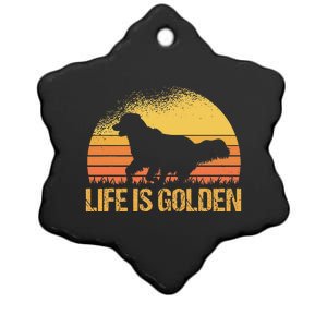 Life Is Golden Dog Golden Retriever Lover - Golden Retriever Ceramic Star Ornament