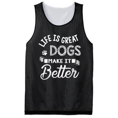 Life Is Great Dogs Make It Better Print Mesh Reversible Basketball Jersey Tank