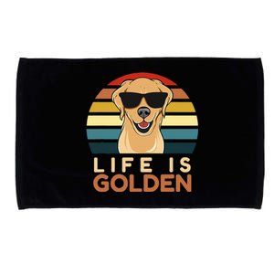 Life Is Golden Retriever Funny Dog Owner Mom Dad Cute Microfiber Hand Towel