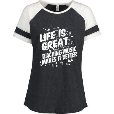 Life Is Great Teaching Music Makes It Better Gift Music Teacher Gift Enza Ladies Jersey Colorblock Tee