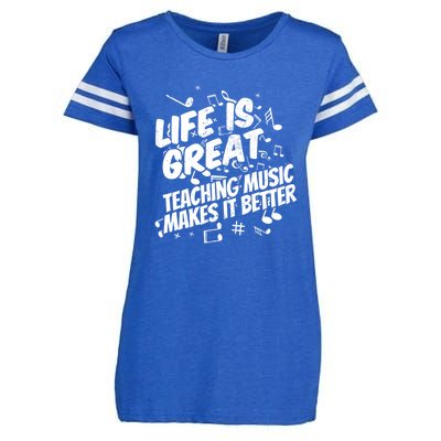 Life Is Great Teaching Music Makes It Better Gift Music Teacher Gift Enza Ladies Jersey Football T-Shirt