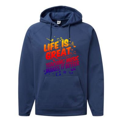 Life Is Great Teaching Music Makes It Better Gift Music Teacher Meaningful Gift Performance Fleece Hoodie