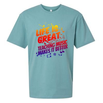 Life Is Great Teaching Music Makes It Better Gift Music Teacher Meaningful Gift Sueded Cloud Jersey T-Shirt