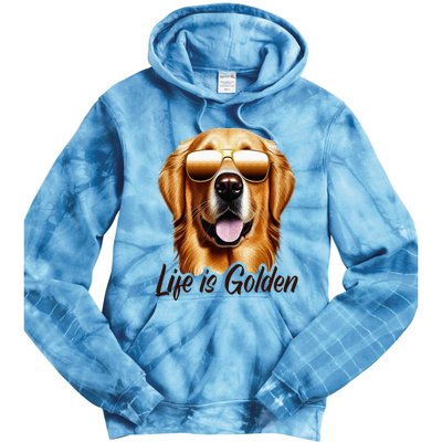 Life is Golden Funny Golden Retriever Cute Dog Good Pet Life Tie Dye Hoodie