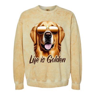 Life is Golden Funny Golden Retriever Cute Dog Good Pet Life Colorblast Crewneck Sweatshirt