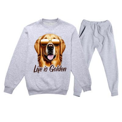 Life is Golden Funny Golden Retriever Cute Dog Good Pet Life Premium Crewneck Sweatsuit Set