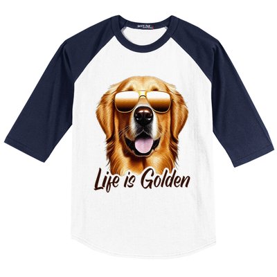 Life is Golden Funny Golden Retriever Cute Dog Good Pet Life Baseball Sleeve Shirt