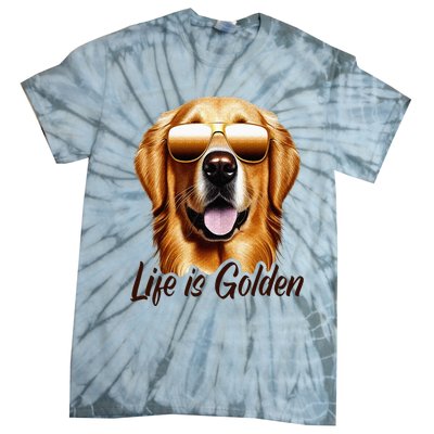 Life is Golden Funny Golden Retriever Cute Dog Good Pet Life Tie-Dye T-Shirt