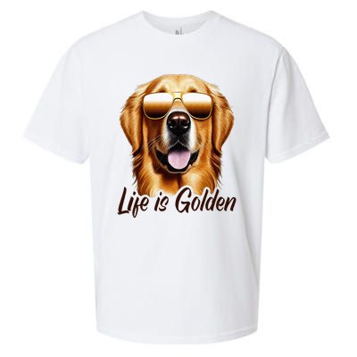 Life is Golden Funny Golden Retriever Cute Dog Good Pet Life Sueded Cloud Jersey T-Shirt