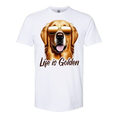 Life is Golden Funny Golden Retriever Cute Dog Good Pet Life Softstyle CVC T-Shirt