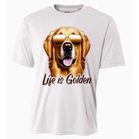 Life is Golden Funny Golden Retriever Cute Dog Good Pet Life Cooling Performance Crew T-Shirt