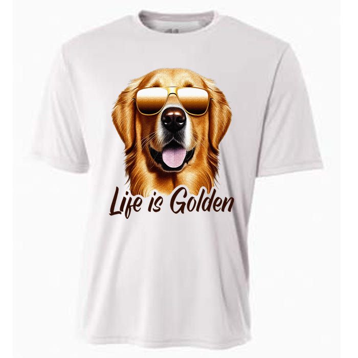 Life is Golden Funny Golden Retriever Cute Dog Good Pet Life Cooling Performance Crew T-Shirt