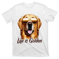 Life is Golden Funny Golden Retriever Cute Dog Good Pet Life T-Shirt