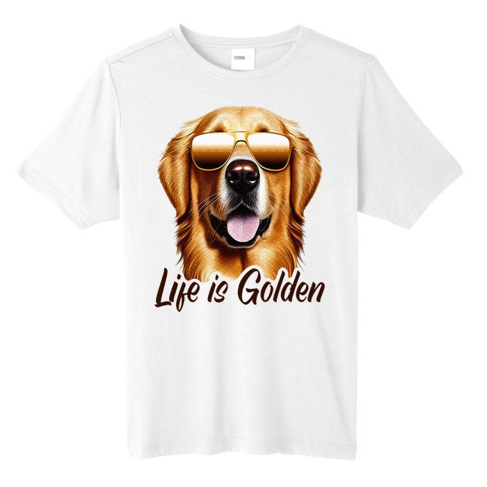 Life is Golden Funny Golden Retriever Cute Dog Good Pet Life Tall Fusion ChromaSoft Performance T-Shirt