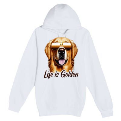 Life is Golden Funny Golden Retriever Cute Dog Good Pet Life Premium Pullover Hoodie