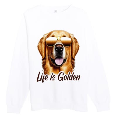 Life is Golden Funny Golden Retriever Cute Dog Good Pet Life Premium Crewneck Sweatshirt