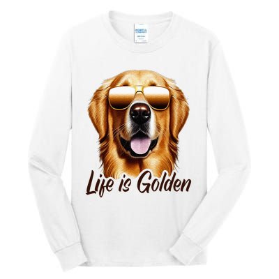 Life is Golden Funny Golden Retriever Cute Dog Good Pet Life Tall Long Sleeve T-Shirt