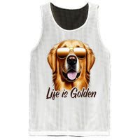 Life is Golden Funny Golden Retriever Cute Dog Good Pet Life Mesh Reversible Basketball Jersey Tank