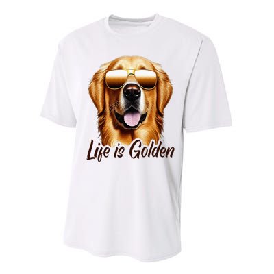 Life is Golden Funny Golden Retriever Cute Dog Good Pet Life Performance Sprint T-Shirt