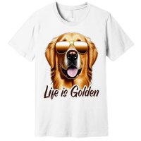 Life is Golden Funny Golden Retriever Cute Dog Good Pet Life Premium T-Shirt