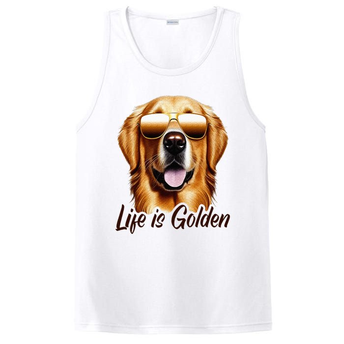 Life is Golden Funny Golden Retriever Cute Dog Good Pet Life PosiCharge Competitor Tank